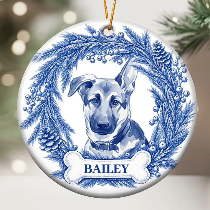 Custom Photo Pet Christmas Memorial Dog Cat Christmas Photo Pet Portrait Custom Name Gift Personalized Ornament